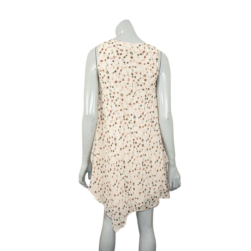 Derek Lam 10 Crosby Women's 100% Silk layer dress lace Beige floral lace up neck - Picture 4 of 9